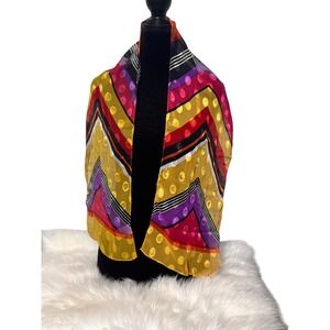 Liz Claiborne Scarf Sheer Polka Dot Chevron‎ Colorful Lightweight Accessory
